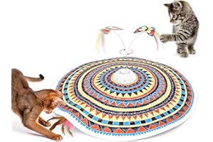 Potaroma Cat Toys Chargeable, 3in1 Hide and Seek, Interactive Fun | Automatic Fluttering Butterfly, Moving Feather, Kitten Wand, Indoor Kitty Exercise Kicker 22.8 Inch Cover for All Breeds