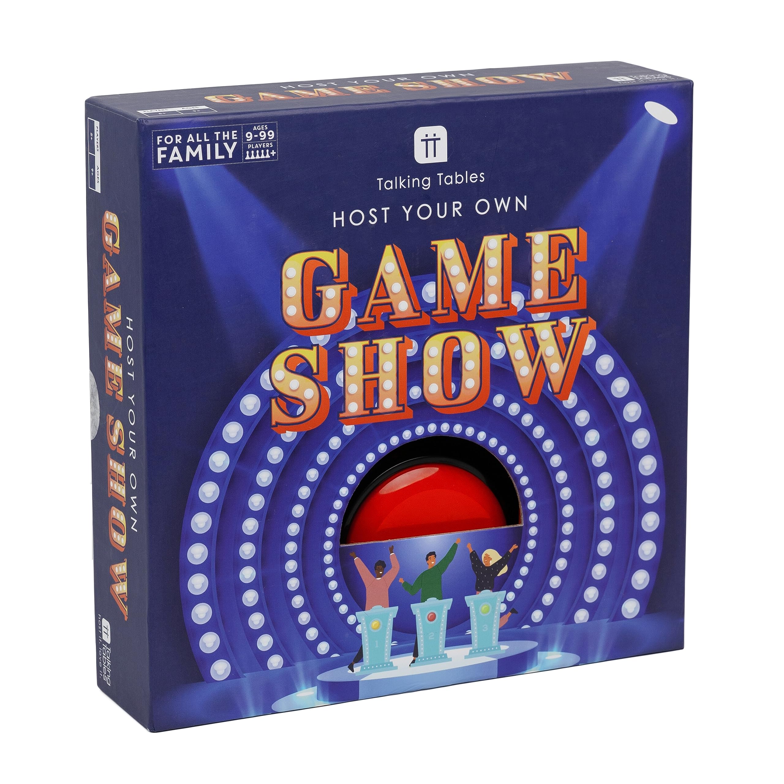 Talking Tables Host Your Own Gameshow Quiz Game with Buzzer Interactive and Fast Paced Fun for Friends & Family to play at Christmas, New Year or any Party Ideal Xmas Gift