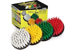 Drillbrush Home Cleaning Supplies Kit - Shower Cleaner Brush Drill Attachment Set - Tile - Bathtub - Kitchen Accessories - Spin Brush Cleaner - Oven Scrub Brushes for Drill - Bird Bath Brushes