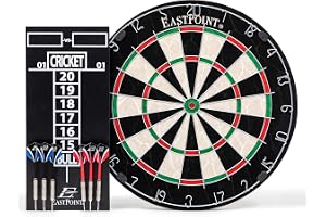 EastPoint Sports Official Size Dart Board Set with Dart Scoreboard & Accessories - Includes 6 18g Steel Tip Darts and Easy-Ha