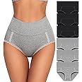 MISSWHO Cotton High Waisted Soft Womens Underwear Breathable Panties, Multipack