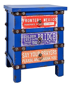 ts-ideen Kommode Schrank Nachttisch Container Industrie Design Shabby Blau Optik Vintage