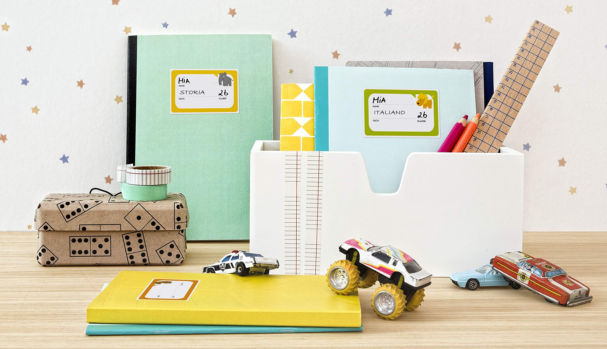 Avery Spain L7251YR-6. Fluorescent Labels for Bookmarks and Notebooks, Assorted 6 Sheets