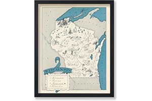 Poster Master Vintage Poster - Retro Wisconsin Print - Wisconsin State Art - Gift for Teacher, Student, Travel Lover - Wall Decoration for Classroom, Office, Dorm - 8x10 UNFRAMED Wall Art