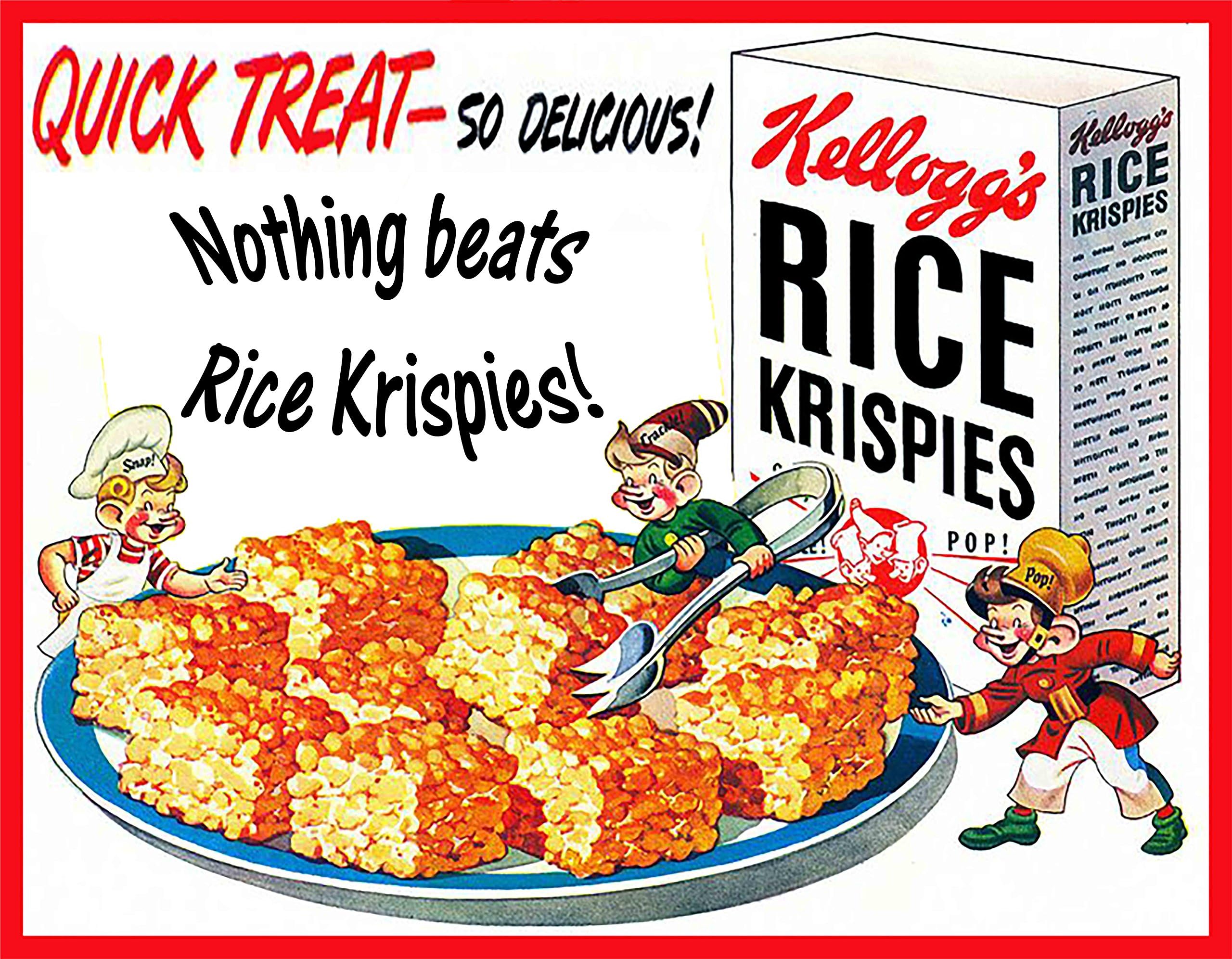 Kelloggs Rice Krispie Treats Snap Crackle Pop Breakfast Vintage Style Food Snack Metal Sign