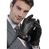 GSG leather gloves for men Sheepskin Classic Driving Gloves Winter Touchscreen Wool Lined Warm Gloves