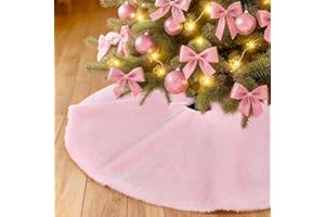 MOKOHOUSE Pink Christmas Tree Skirt 24 inch Small Faux Fur Tree Skirt Xmas Decorations