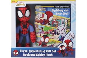 Marvel Spider-man Spidey and his Amazing Friends – Spidey on the Go! First Look and Find Activity Book and Spidey Plush Toy Gift Set – PI Kids