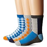 Jefferies Socks Boys' Gingham/Color Block/Argyle Crew Socks 3 Pair Pack