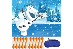 Hrency Pin The Nose on The Snowman Game for Kids Christmas Party Game for Kids Snowman Pin Game with 24Pcs Nose Stickers Birthday Party Supplies Activities