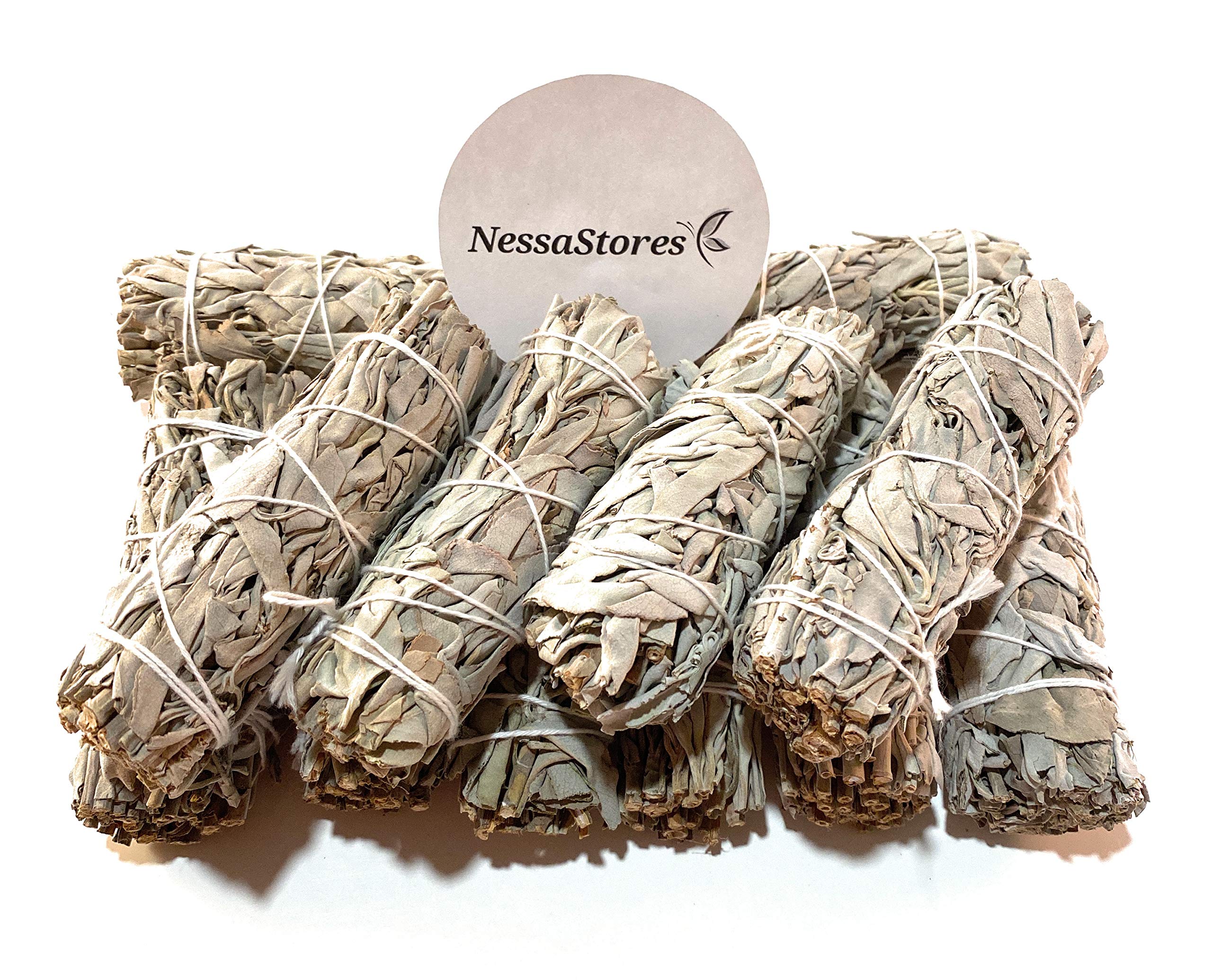 NessaStores 36 pcs California White Sage Smudge Sticks, 4-Inch Hand Tied, All Natural, Ethically Sourced for Home Cleansing, Stress Relief, & Clearing Negative Energy JC-006