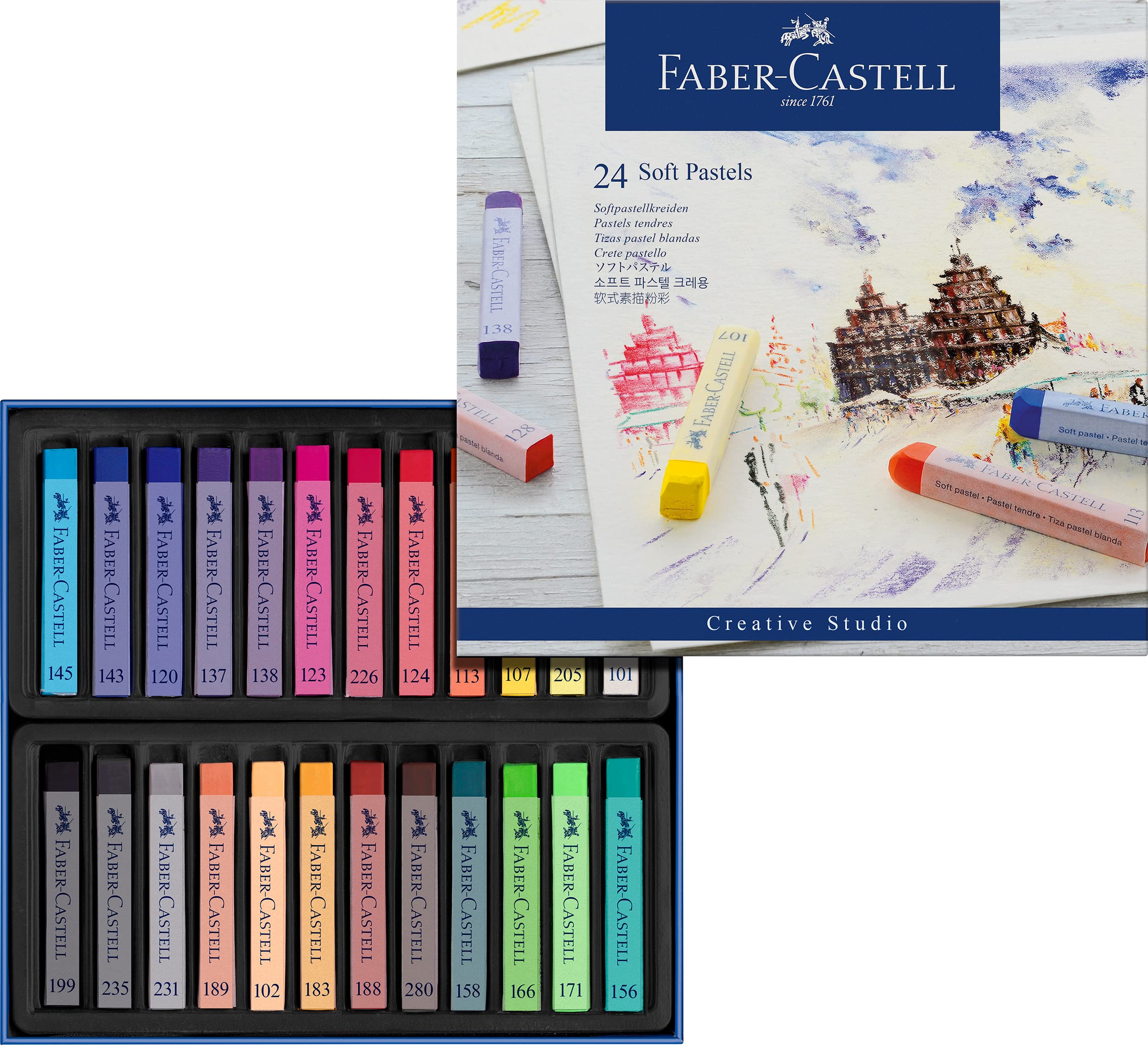 Faber-Castell Creative Studio Soft Pastels, Multicoloured, Cardboard Wallet of 24, Art, Craft, Drawing, Sketching, Home, School, University, Colouring