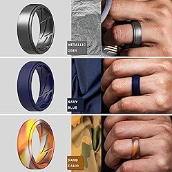 ThunderFit Silicone Wedding Rings for Men, Airflow