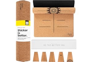 BODY BY YOGA Luxury Cork Yoga Mat - Non Slip, Extra Thick Grip. Thicker, Longer, and Wider for More Comfort and Support. Tough Enough For Hot Yoga. Natural, Non Toxic, and Eco Friendly. Optional Alignment Lines.