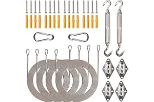 Royal Shade Hardware Kit Set for Rectangle/Square Sun Shade Sails Canopy, Easy-Tensioning, 316 Military-Grade Stainless Steel (10 Inch Hardware Kit + Cables)