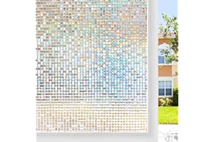 rabbitgoo Window Privacy Film Stained Glass Window Film, Mosaic Rainbow Decorative Glass Cling, Removable Static Cling Tint UV Blocking, Non-Adhesive Privacy Covering for Home, 17.5 x 78.7 inches