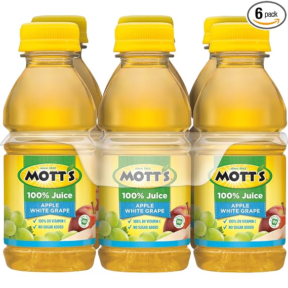 Mott's Apple White grape Juice 100% 8oz cs - 4/6pk - pet btls (014800002324)