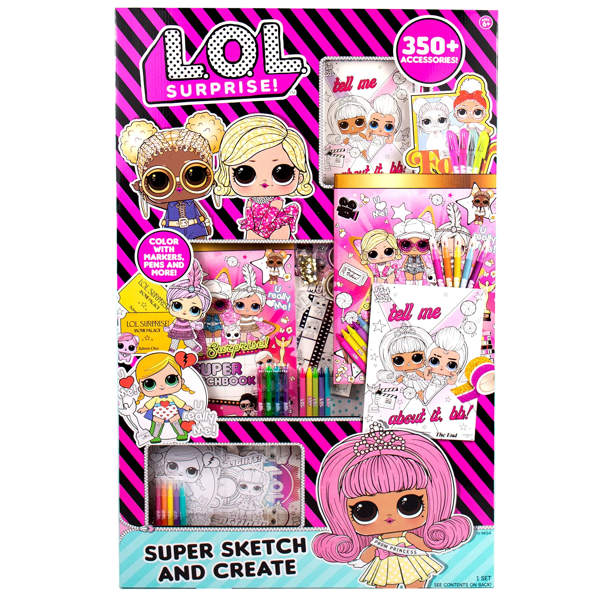 L.O.L. Surprise! O.M.G. Ultimate Fashion Designer by Horizon Group USA, Color & Create Outfits & Make-Up Looks for The O.M.G. Sisters, Includes 2 Sketchbooks, 5 Surprises, Stickers, Stencils & More Image