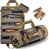 Ryker Heavy Duty Roll Up Tool Bag Organizer w/Detachable Pouches, Gift Men | Tool Roll Up Bag Dad Gifts for men/him. Portable Truck &amp; Motorcycle accessories. Mechanic &amp; Electrician Rollup Tool Bag