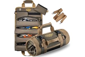 THE RYKER BAG The Ryker Roll Up Tool Bag Organizer Gifts for Dad. Heavy Duty Motorcycle Tool Roll Bag Organizer. Portable Rollup Toolbag w/Detachable Pouches - Tools Bags Mens gifts for him - Mechanic & Electrician