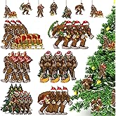 Kajaia 24 Pcs Christmas Bigfoot Ornaments Wooden Funny Decorations Bigfoot Decor Christmas Tree Sasquatch Ornament Hanging Accessories for Xmas Tree Birthday Party Supplies