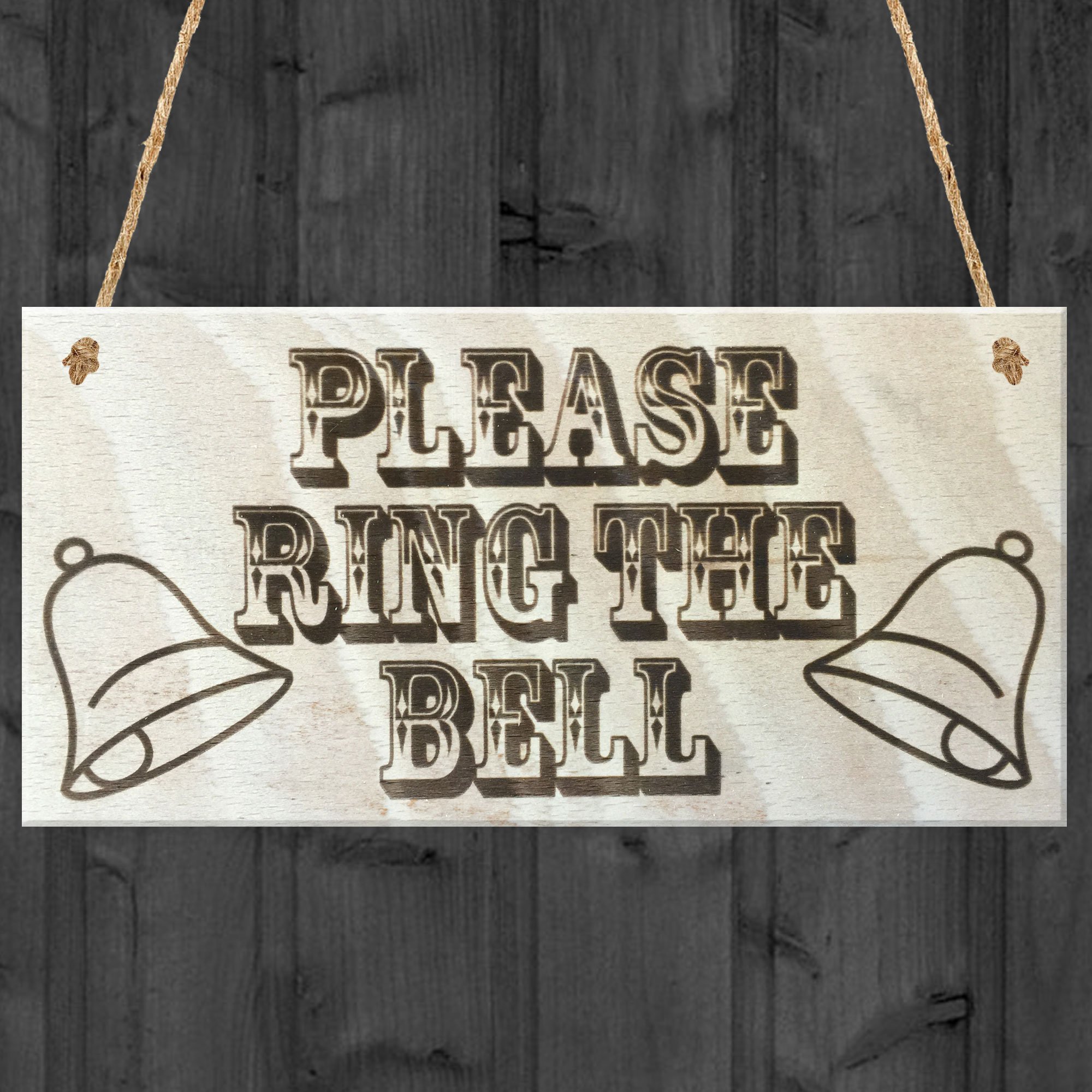 Red Ocean Please Ring The Bell Wooden Hanging Shabby Chic Gift Front Door Doorbell Sign