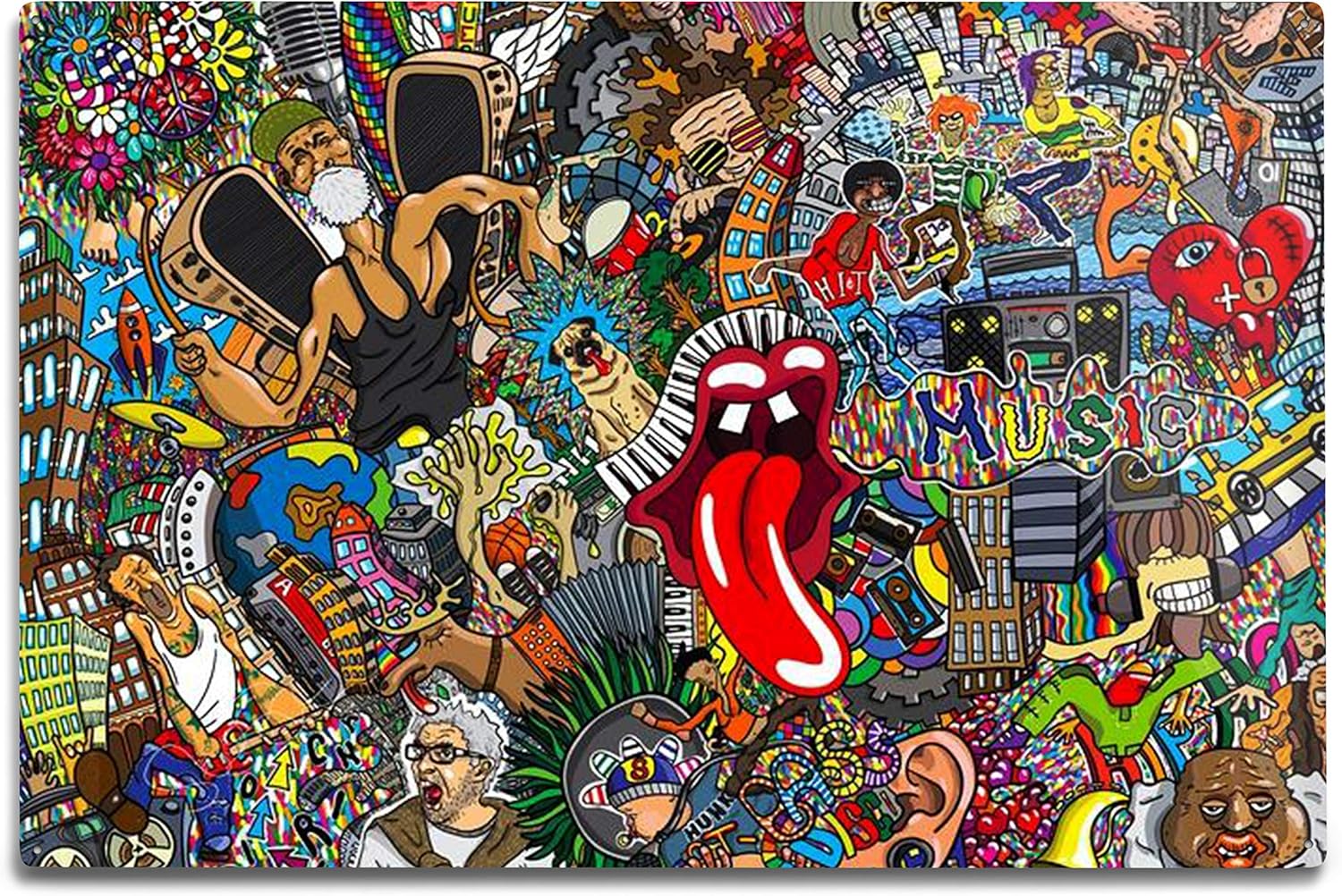 Amazon.com: Lantern Press Colorful Music Collage A-9004558 (6x9