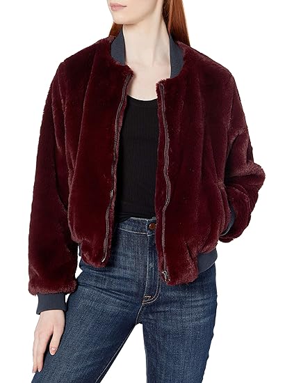 guess faux fur bomber jacket