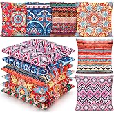 Menkxi 6 Pcs Bohemian Floor Pillows 15 Inch, Classic | Square Boho Cushions for Sitting, Yoga, Meditation, Living Rooms, Offices and Tatami, Soft &amp; Comfort, Mandala Printed Pouf