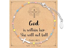 IKIATY Cross Bracelet for Girls, Easter Basket Stuffers for Teens Girls Baptism Confirmation First Communion Christian Easter Jewelry Gifts