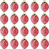 COGCHARGER 20Pcs Lampwork Glass Strawberry Charms for Jewelry Making Bulk Cute Small Charms Alloy Pendants for Bracelet Necklace Earring DIY Supplies