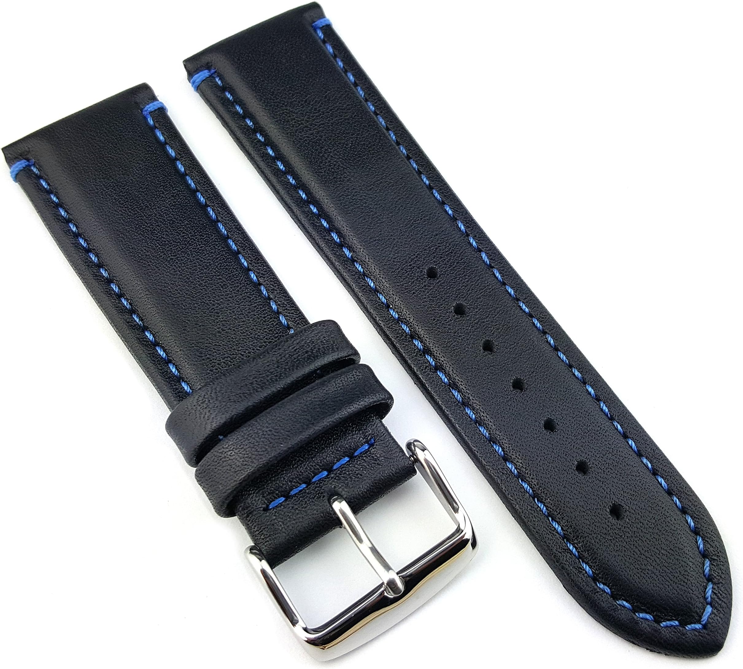 LEATHER WATCH BANDS l WATERPROOF GENUINE BLACK STRAPS FOR MEN AND WOMAN