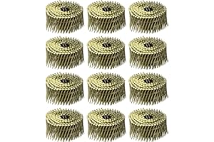uxcell 3600 Count Siding Nails 2-1/2" x 0.091" 15-Degree Ring Shank Full Round Head Collated Wire Coil for Lath and Sheathing