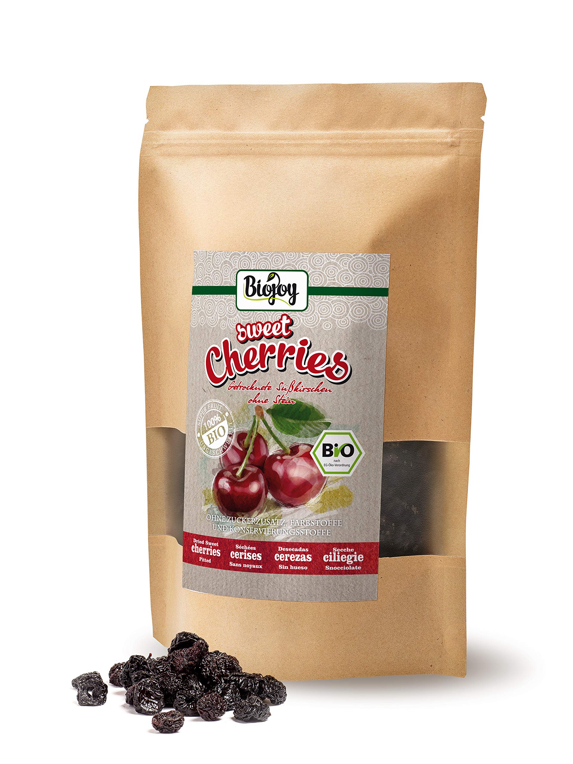 Biojoy Organic Cherries, Carefully Dried and pitted Sweet Cherries (0,5
