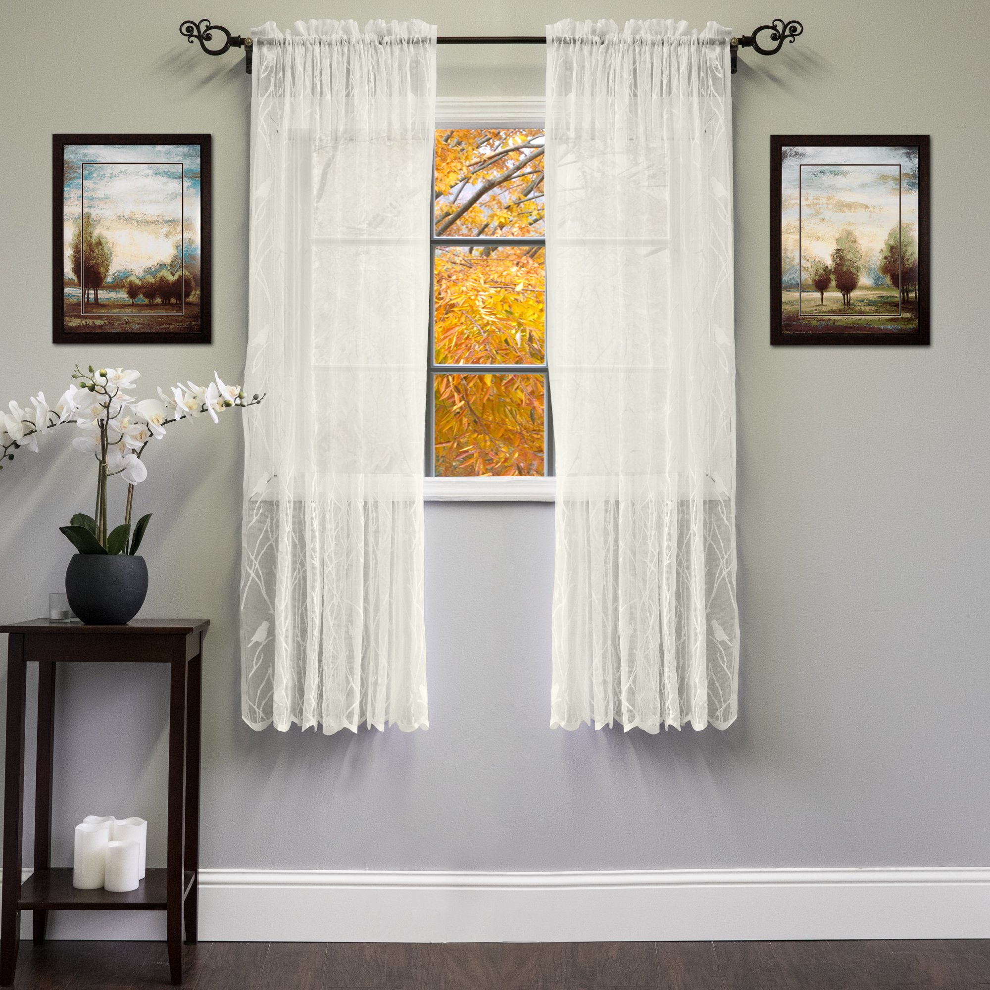 Sweet Home Collection Window Curtain Treatment Panel, Songbird Ivory, 8" W x 8" L (Pack of 1)