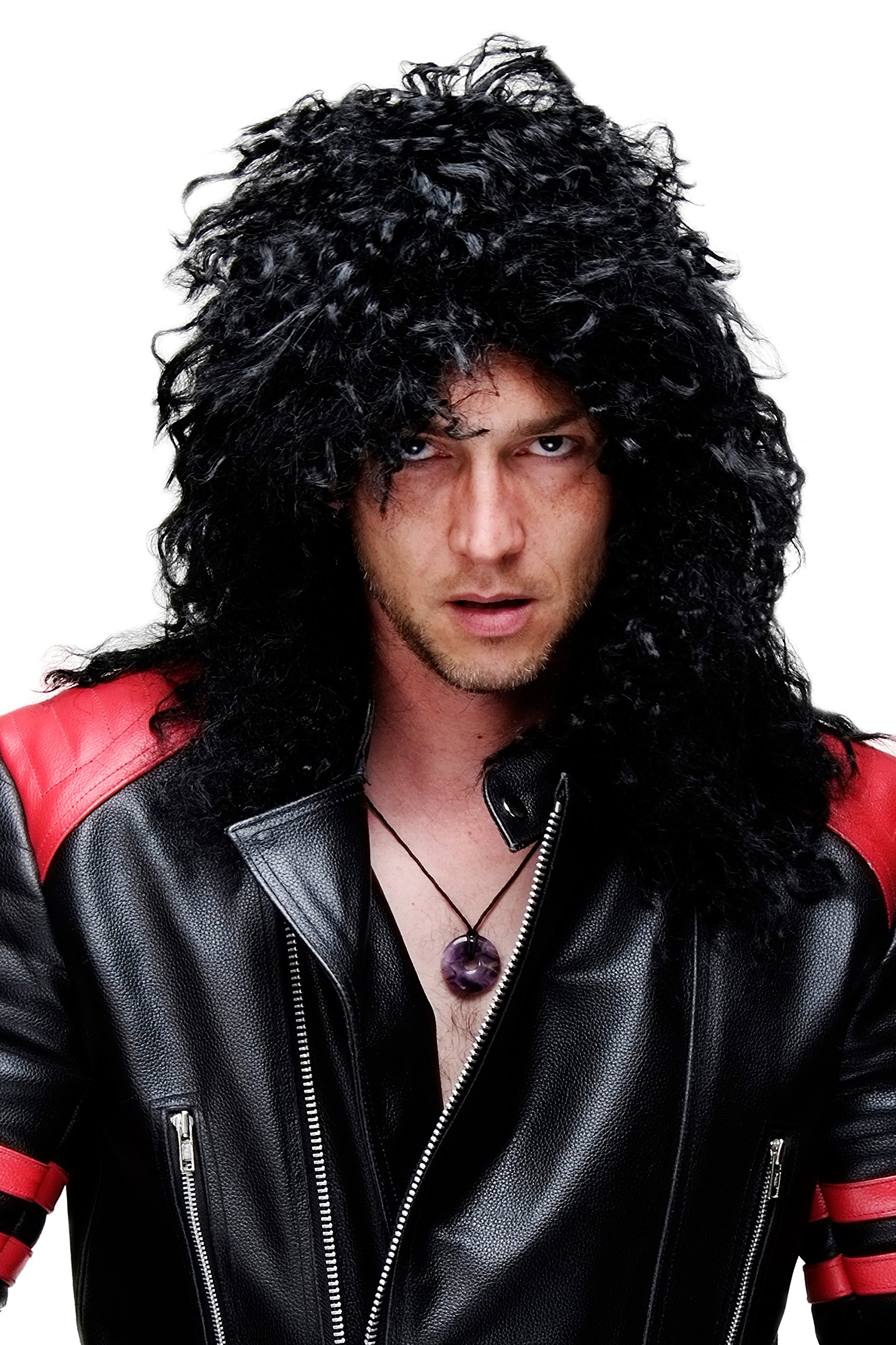Party/Fancy Dress/Halloween WIG men women unisex HARDROCK HEAVY NWOBHM Hair Metal 80ies MULLET long black curly BW563-P103 COSPLAY โ image 1