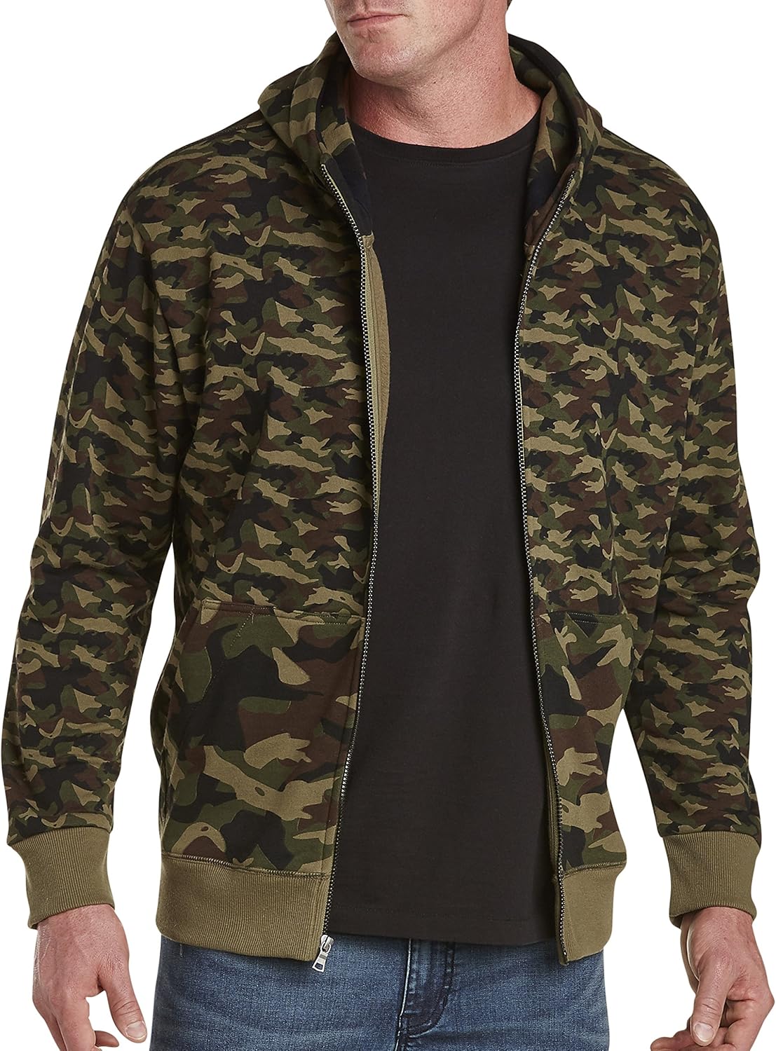 DXL Big and Tall Full-Zip Camo Hoodie at Amazon Men’s Clothing store