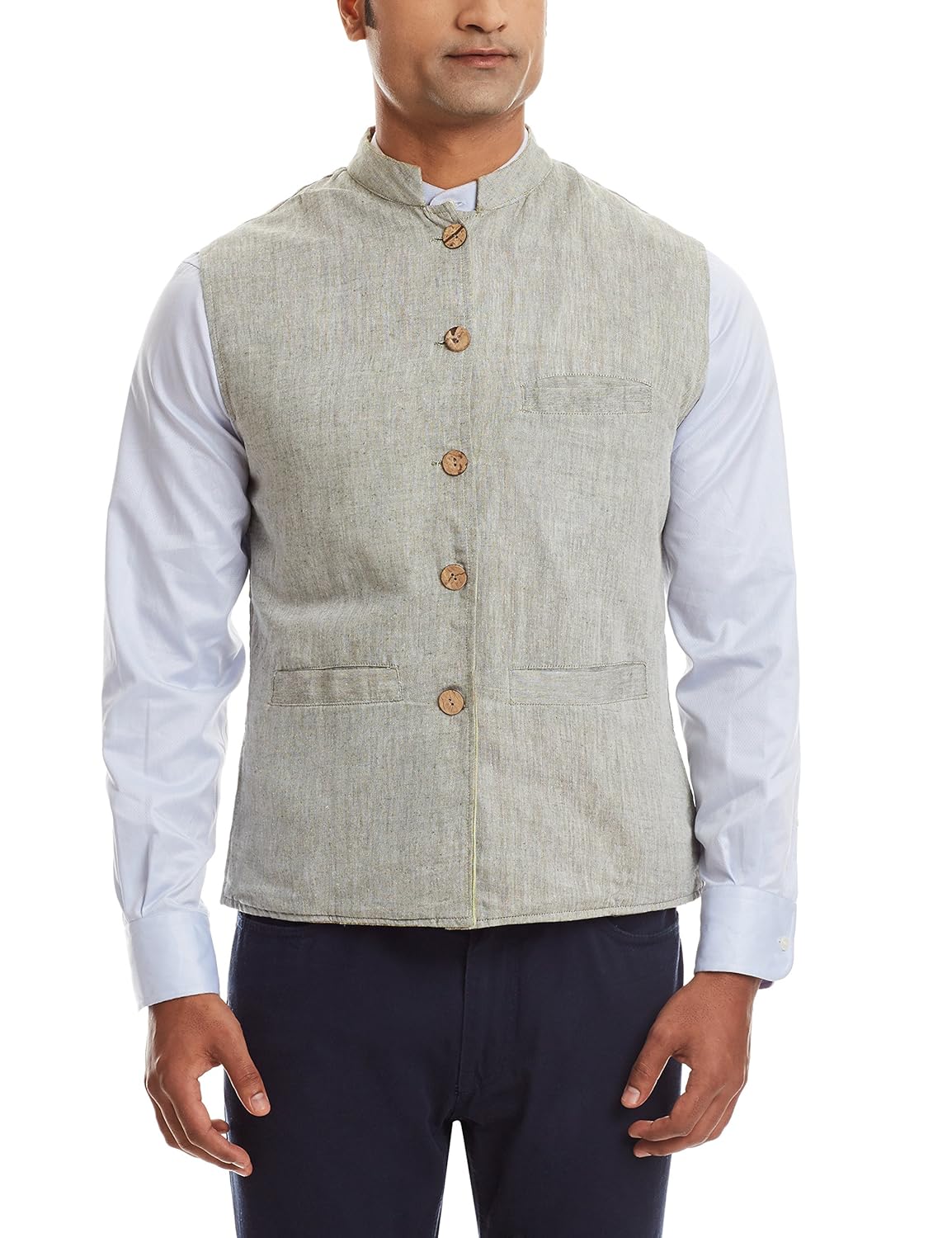 sobre estilo men's banded collar cotton jacket