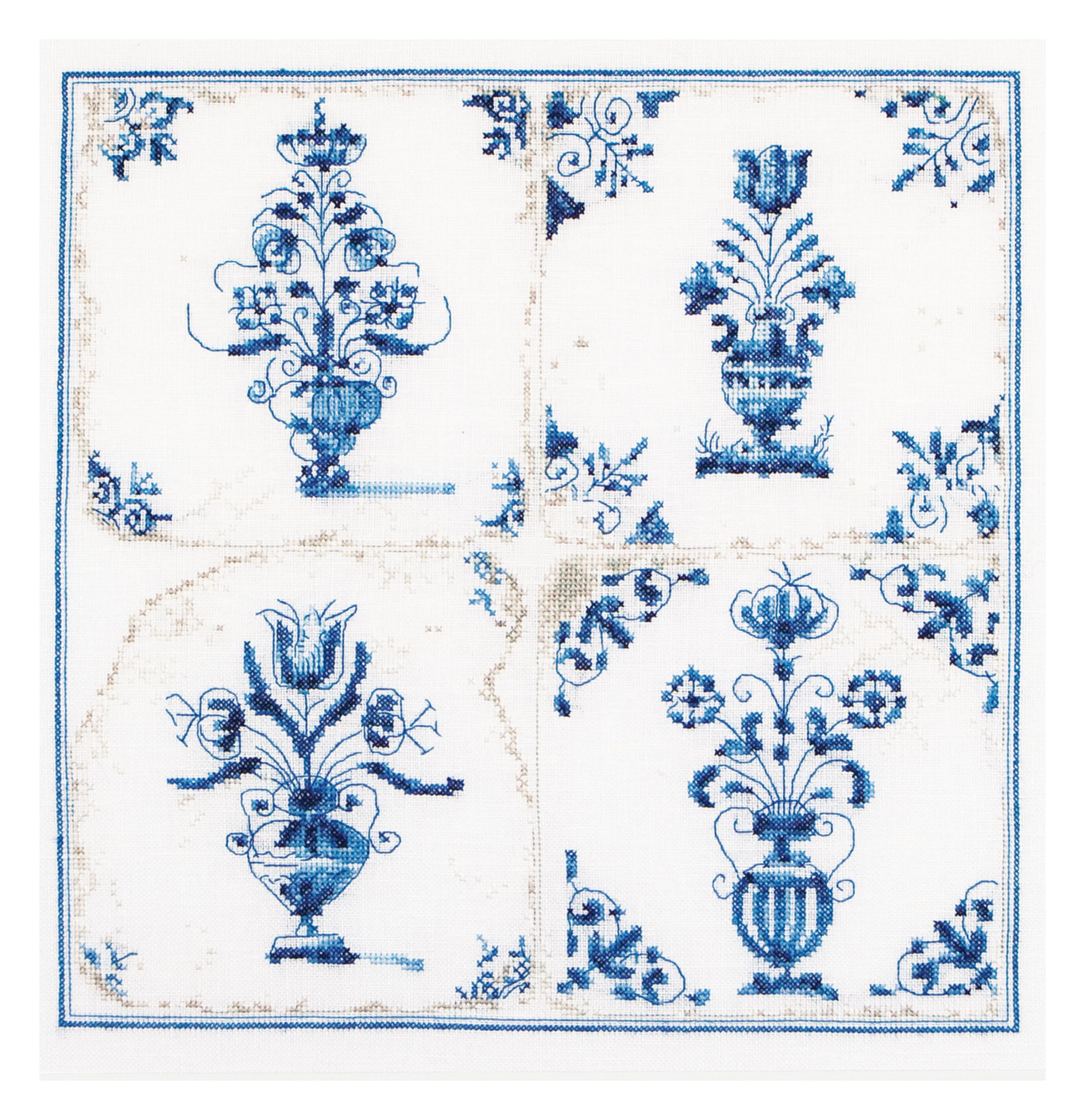 483 Antique Tiles Vases Linen Cross Stitch Kit