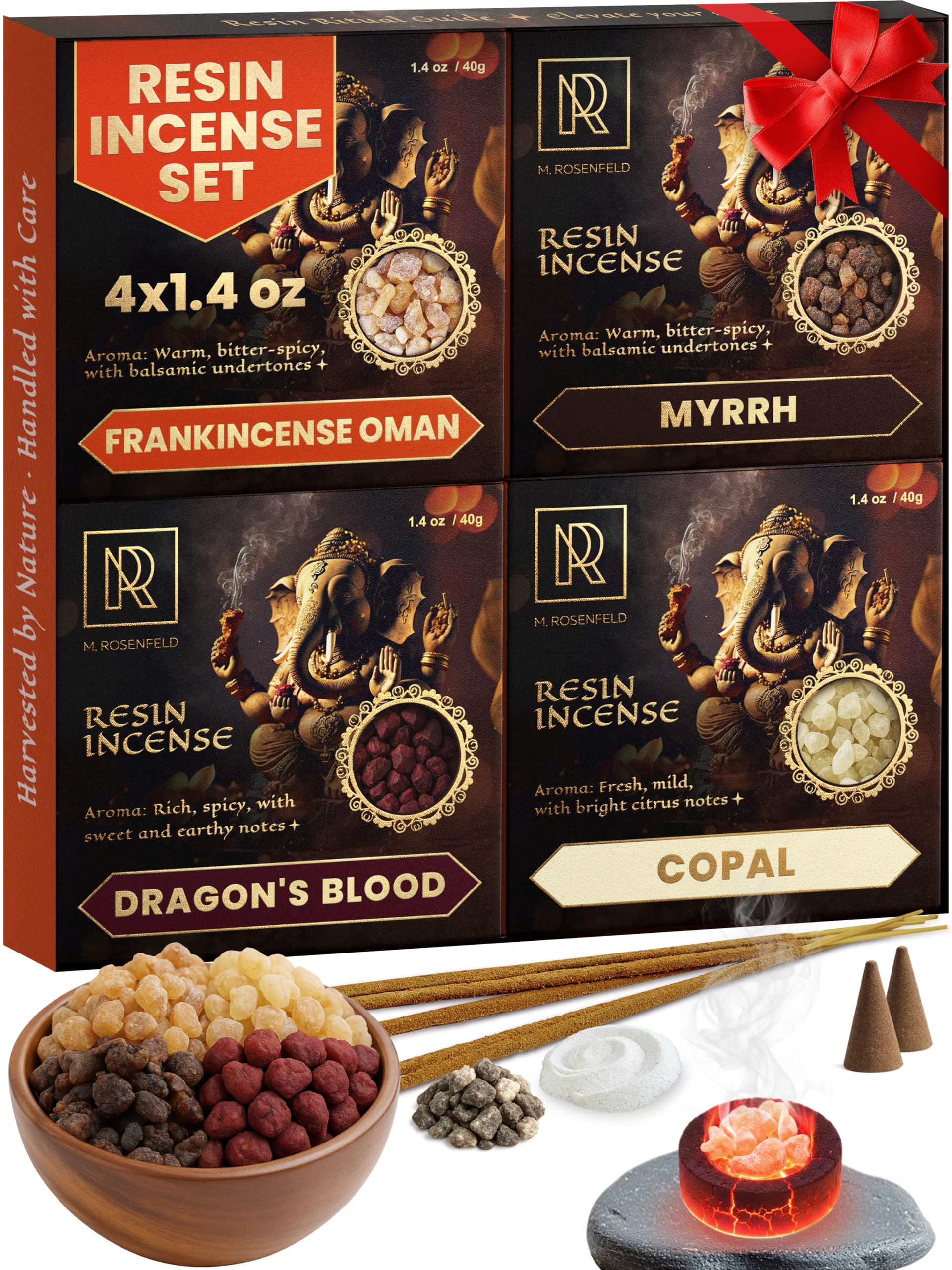 Photo 1 of * factory sealed *
Premium Resin Incense Set - Aromatic Tree Gum Sap - Includes Frankincense, Myrrh, Dragon Blood, & Copal - Natural & Pure Aromatics for Spiritual, Meditation & Home Fragrance - 4 x 40g