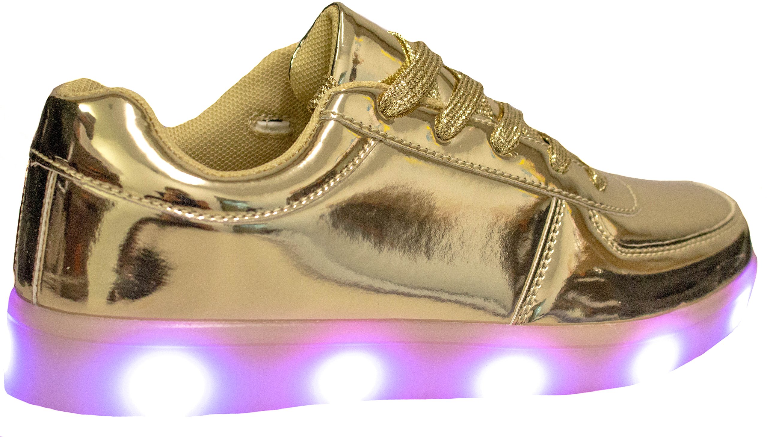 Forever Link Women's Signal-60 Lace Up LED Fashion Sneakers with Light Show/Chargeable Gold - Image 4