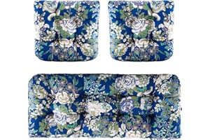 BLISSWALK Outdoor Chair Cushions,3 Piece Loveseat Outdoor Cushions Set,Tufted/Wicker Patio Cushion for Patio Furniture All We