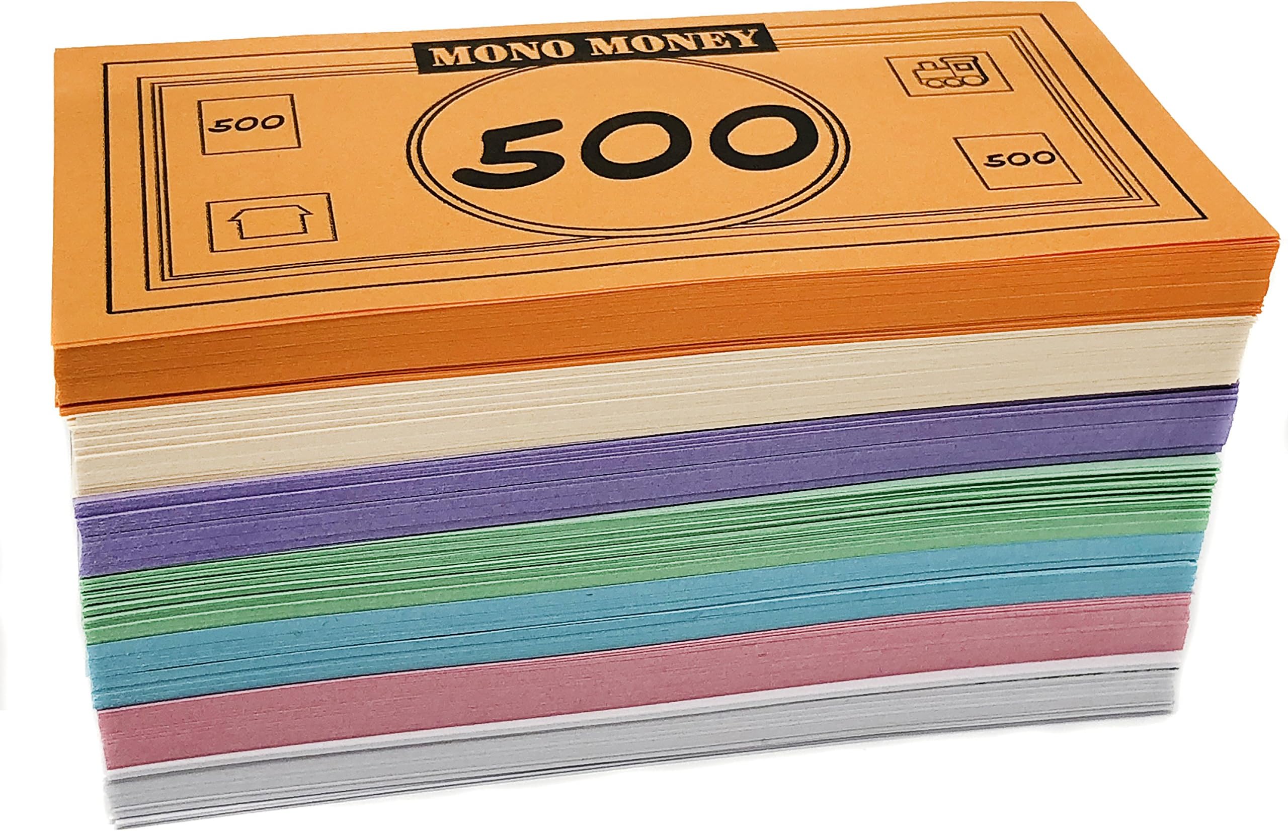 Mono Board Game Money Replacement Set - $48,020 - Bills (4 x 2.2 Inches), 70 of each Amount, 490 Bills Total