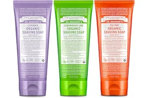 Dr. Bronner's Organic Shaving Soap– 3 Pack Variety, 7oz (Lavender, Tea Tree, Lemongrass)– Moisturizing Shave Soap for Men & Women– Certified Organic Sugar & Shikakai– For Face, Underarms & Legs