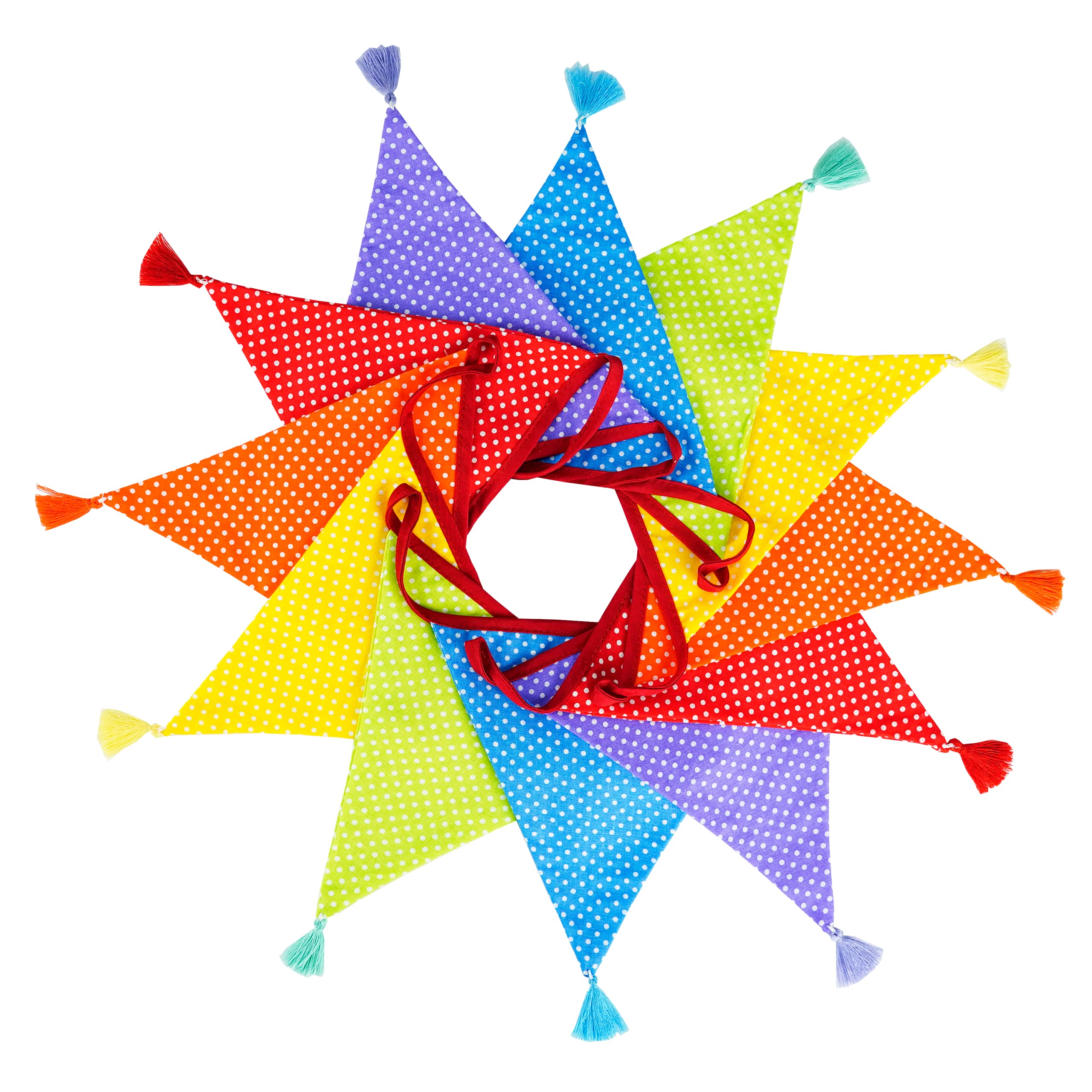 G2PLUS Fabric Bunting Banner with Tassel, 3.3M Double Sided Cotton Tassel Banner with 12 Dots Triangle Pennants, Vintage Cloth Garlands for Nursery Bedroom Playhouse Decoration — image 1