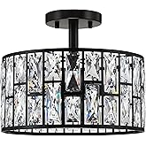 3 Light 12" Crystal Hanging Kitchen Island Ceiling Light Black Finish,Concise Pendant Fixture Crystal Metal Pendant Chandelie