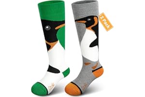 OZAIIC Merino Wool Ski Socks Kids 2 Pairs, Winter Warm Knee High Snowboarding Thermal Skating Socks for Boys Girls Toddlers