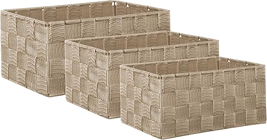 Brandsseller - Caja Decorativa (3 Unidades), diseño de ratán: Amazon.es: Hogar