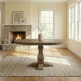 Merax Rustic Expandable Pedestal Dining Table, 39" Round to 57" with Extension Leaf, Rubberwood Base, Farmhouse Kitchen Table for 4-6, Walnut