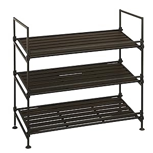 Neu Home Espresso 3 Tier Utility Shoe Rack Storage - No Tool Assembly